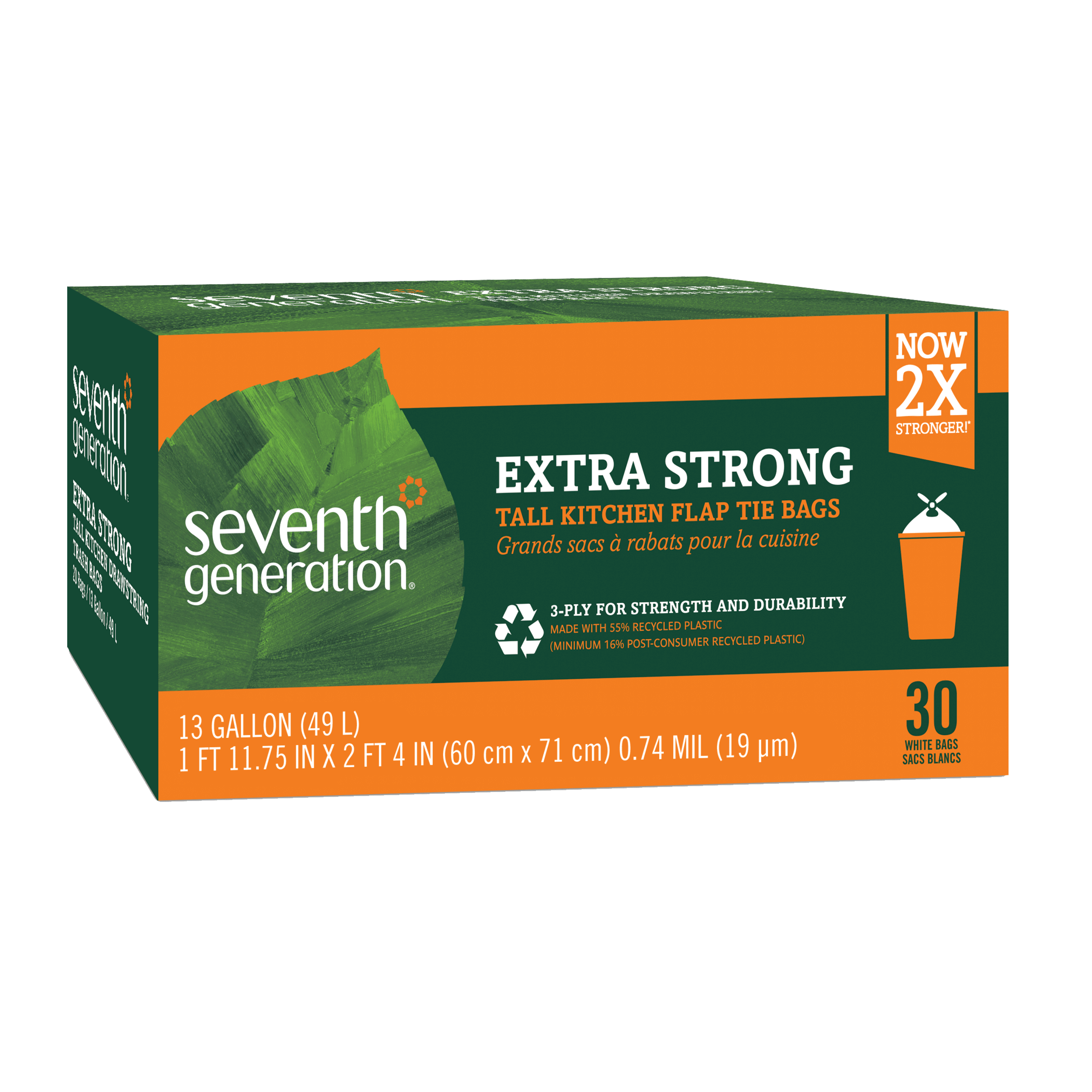 Extra Strong Tall Kitchen Flap Tie Trash Bags - 13 gallon - Image 2